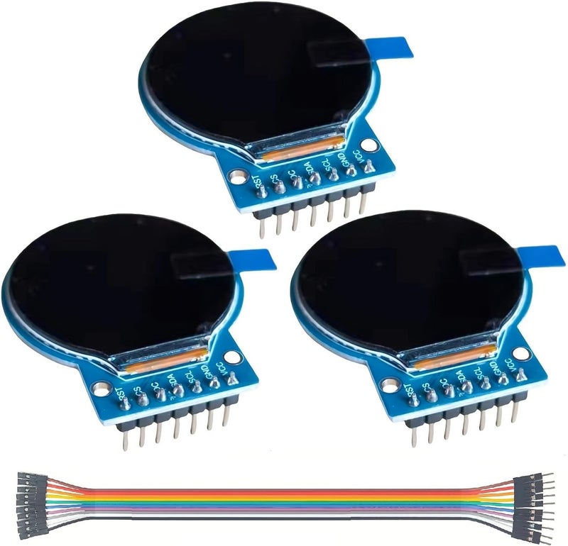 MTDELE 3Pcs TFT LCD Display Screen Compatible with for Arduino (1.28 Inch 240x240) Round Full Color HD IPS Full View RGB Touching Display GC9A01 Driver Chips 7 Pin SPI Interfac Welding Pins - Image 1